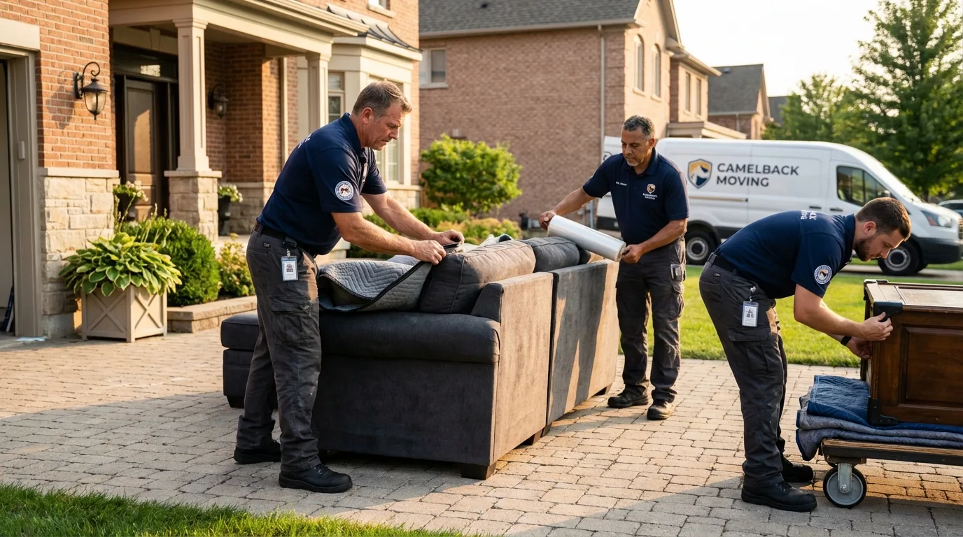 Large estate moving crew wrapping furniture in Center Line, MI